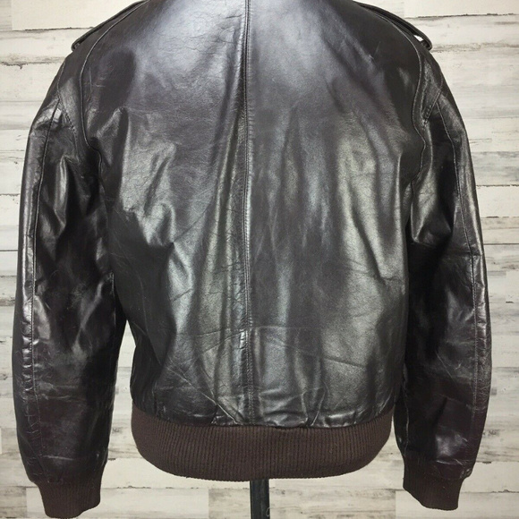VTG 80s 40 Members Only Leather Cafe Racer Bomber - Picture 3 of 8